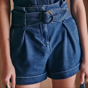 Sezane high waist denim shorts